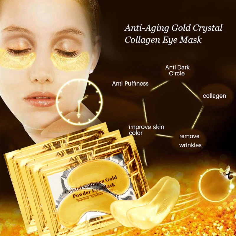 Máscara Colágeno Cristal Dourado Hidratant, Refirmante, Área dos Olhos  40 peças Beleza, Cosméticos Coreanos, Cuidados Com A Pele, 40Pcs