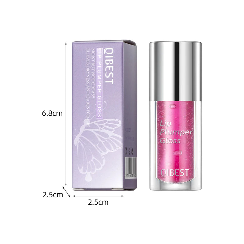Gloss Labial  Cristal  Hidratante Qibest plumping Brilho Longa Duração Bálsamo  cuidados com os lábios maquiagem