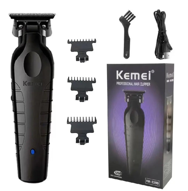 Maquina Kemei Cortador Cabelo e Barbeador Preto , profissional, recarregável USB