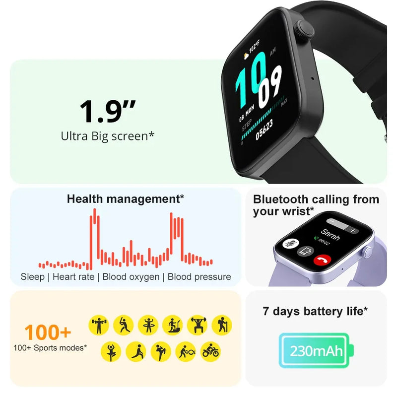 Relógio Coleção COLMI-P71 Smartwatch Unissex, chamada por voz, monitoramento de saúde, IP68 impermeável, notificação inteligente
