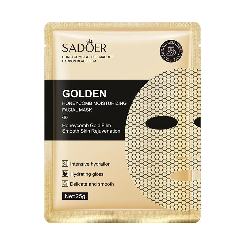 Máscaras Firmadora Facial 24K Gold Sadoer 10Pçs  Nutritivo, Rejuvenescimento Da Pele Suave, Folhas De Máscara Facial