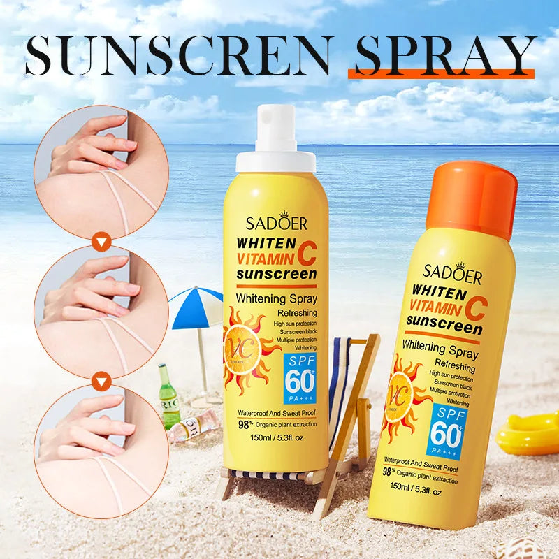 Protetor Solar Facial  Sadoer Spray FPS 60 com Vitamina C , Clareador , Hidratante ,150 ml